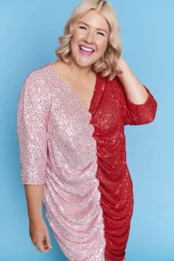 Lorraine Designs Shift Dresses | Sequin Dresses*Endora Pink and Red Sequin Dress