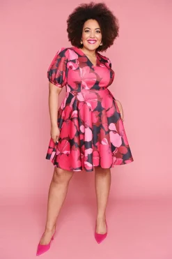 Lorraine Fit & Flare Dresses | Cocktail Dresses*Everly Pink Hibiscus Party Dress