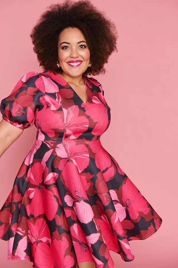 Lorraine Fit & Flare Dresses | Cocktail Dresses*Everly Pink Hibiscus Party Dress