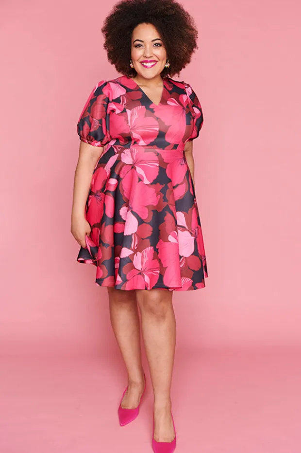 Lorraine Fit & Flare Dresses | Cocktail Dresses*Everly Pink Hibiscus Party Dress