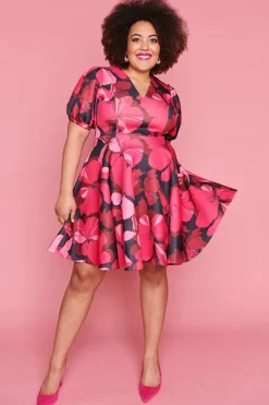 Lorraine Fit & Flare Dresses | Cocktail Dresses*Everly Pink Hibiscus Party Dress