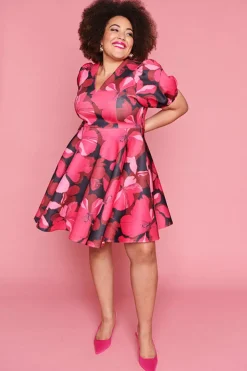 Lorraine Fit & Flare Dresses | Cocktail Dresses*Everly Pink Hibiscus Party Dress