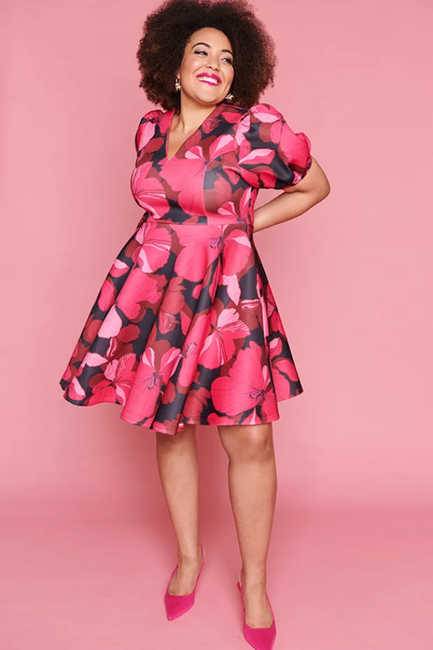 Lorraine Fit & Flare Dresses | Cocktail Dresses*Everly Pink Hibiscus Party Dress