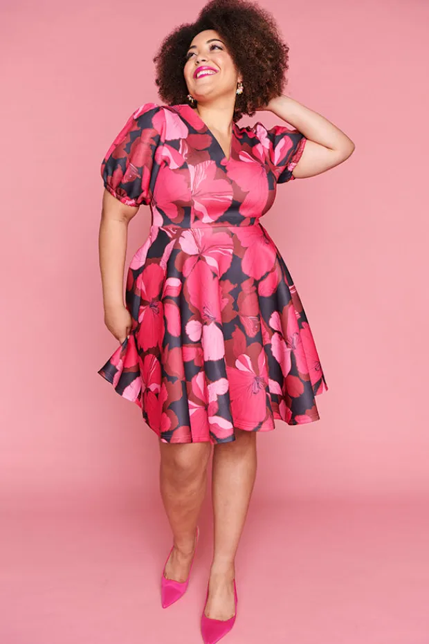 Lorraine Fit & Flare Dresses | Cocktail Dresses*Everly Pink Hibiscus Party Dress