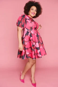 Lorraine Fit & Flare Dresses | Cocktail Dresses*Everly Pink Hibiscus Party Dress
