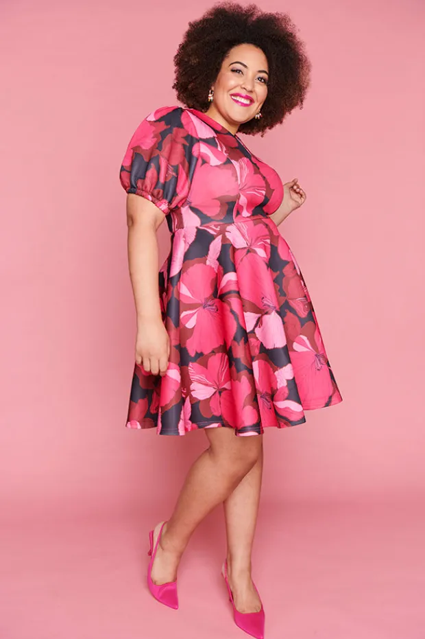 Lorraine Fit & Flare Dresses | Cocktail Dresses*Everly Pink Hibiscus Party Dress