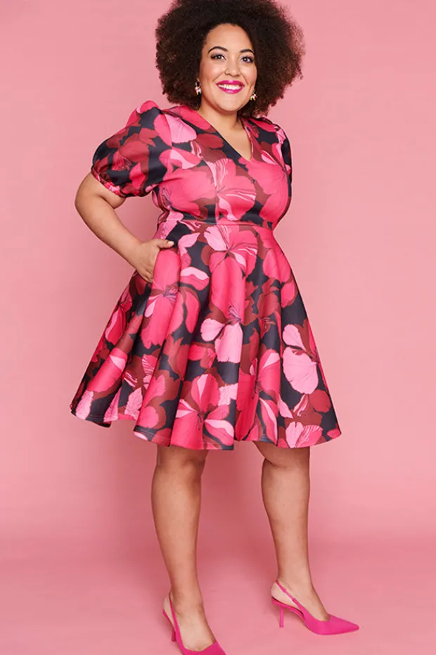 Lorraine Fit & Flare Dresses | Cocktail Dresses*Everly Pink Hibiscus Party Dress
