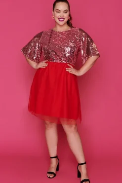 Lorraine Designs Fit & Flare Dresses | Sequin Dresses*Faith Pink & Red Dress