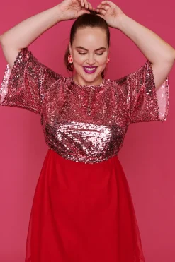 Lorraine Designs Fit & Flare Dresses | Sequin Dresses*Faith Pink & Red Dress