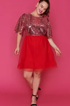 Lorraine Designs Fit & Flare Dresses | Sequin Dresses*Faith Pink & Red Dress