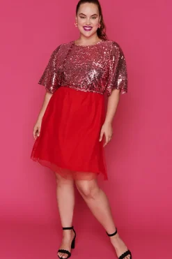 Lorraine Designs Fit & Flare Dresses | Sequin Dresses*Faith Pink & Red Dress