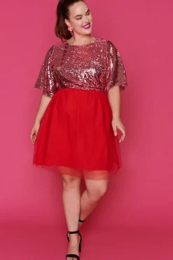 Lorraine Designs Fit & Flare Dresses | Sequin Dresses*Faith Pink & Red Dress
