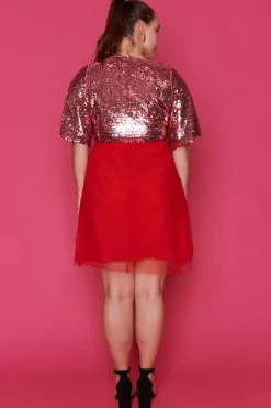 Lorraine Designs Fit & Flare Dresses | Sequin Dresses*Faith Pink & Red Dress