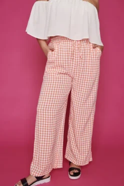 Lorraine Designs Pants & Jeans*Far Beyond Peach Check Pants