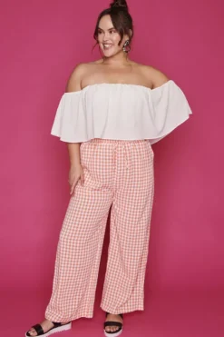Lorraine Designs Pants & Jeans*Far Beyond Peach Check Pants