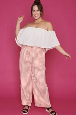 Lorraine Designs Pants & Jeans*Far Beyond Peach Check Pants