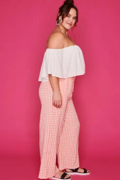 Lorraine Designs Pants & Jeans*Far Beyond Peach Check Pants