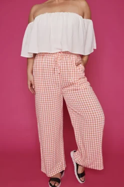 Lorraine Designs Pants & Jeans*Far Beyond Peach Check Pants