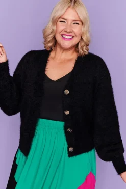Lorraine Designs Knits & Cardigans*Fluffy Black Cardi
