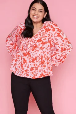 Label of Love Tops*Focus Pink Floral Blouse