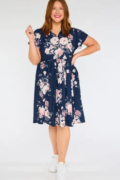 Lorraine Designs Shirt Dresses | Casual Dresses*Frankie Navy Floral Dress
