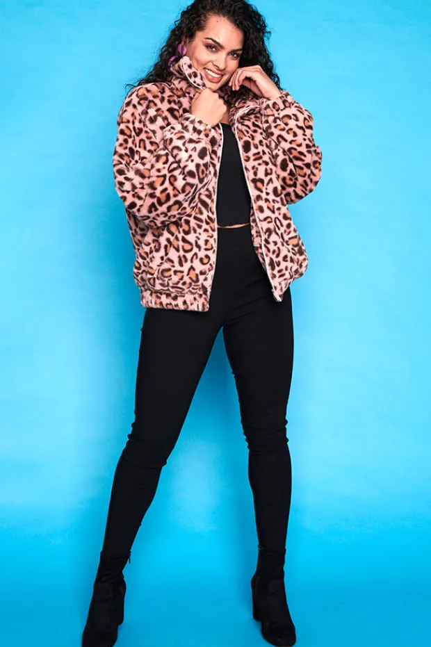 Lorraine Designs Jackets & Coats*Fur Baby Pink Leopard Jacket
