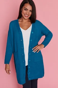 Lorraine Designs Knits & Cardigans*Fuzzy Harbour Blue Long Cardi