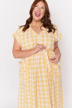Lorraine Designs Loose Dresses | Midi Dresses*Georgie Yellow Gingham Dress
