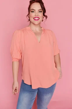 Lorraine Tops*Gianna Blazing Orange Top