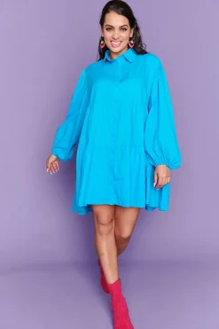 Lorraine Designs Casual Dresses | Shirt Dresses*Ginger Bright Blue Dress