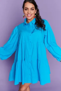 Lorraine Designs Casual Dresses | Shirt Dresses*Ginger Bright Blue Dress