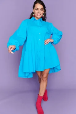 Lorraine Designs Casual Dresses | Shirt Dresses*Ginger Bright Blue Dress
