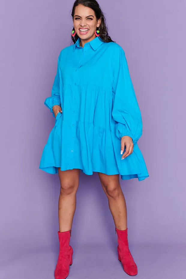 Lorraine Designs Casual Dresses | Shirt Dresses*Ginger Bright Blue Dress