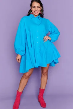 Lorraine Designs Casual Dresses | Shirt Dresses*Ginger Bright Blue Dress