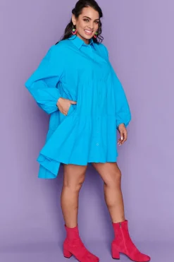 Lorraine Designs Casual Dresses | Shirt Dresses*Ginger Bright Blue Dress