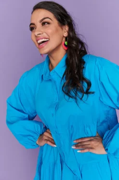 Lorraine Designs Casual Dresses | Shirt Dresses*Ginger Bright Blue Dress