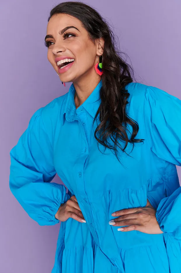 Lorraine Designs Casual Dresses | Shirt Dresses*Ginger Bright Blue Dress
