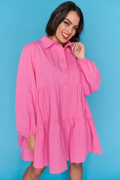 Lorraine Designs Casual Dresses | Shirt Dresses*Ginger Hot Pink Dress