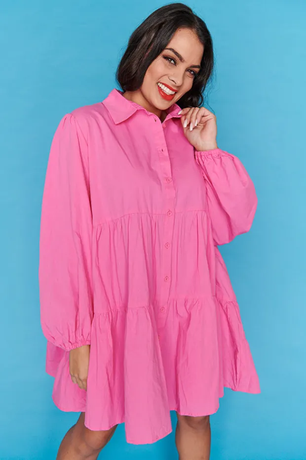 Lorraine Designs Casual Dresses | Shirt Dresses*Ginger Hot Pink Dress