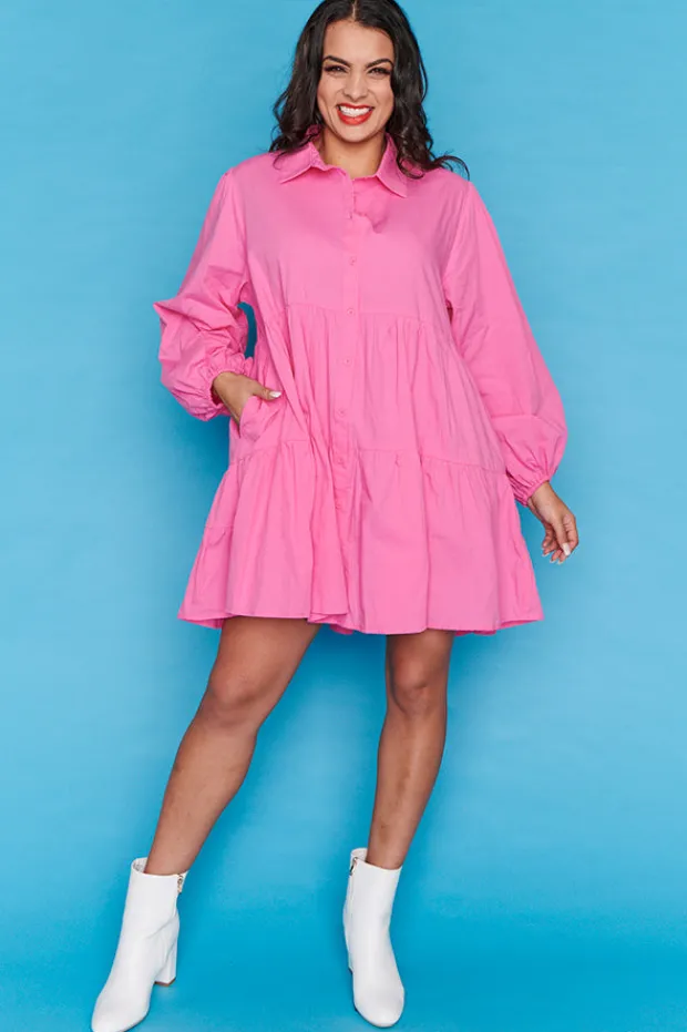 Lorraine Designs Casual Dresses | Shirt Dresses*Ginger Hot Pink Dress