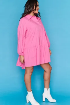 Lorraine Designs Casual Dresses | Shirt Dresses*Ginger Hot Pink Dress