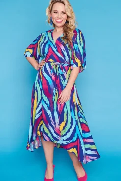 Lorraine Designs Casual Dresses | Fit & Flare Dresses*Giverny Rainbow Zebra Dress