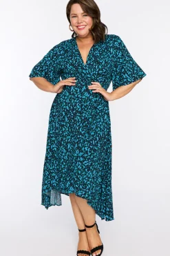 Lorraine Designs Casual Dresses | Fit & Flare Dresses*Giverny Teal Dash Wrap Dress