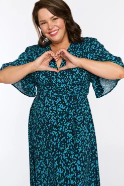 Lorraine Designs Casual Dresses | Fit & Flare Dresses*Giverny Teal Dash Wrap Dress