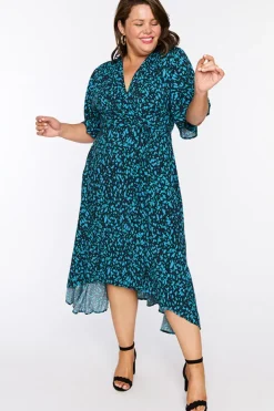 Lorraine Designs Casual Dresses | Fit & Flare Dresses*Giverny Teal Dash Wrap Dress