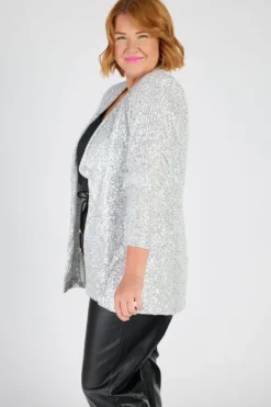 Lorraine Jackets & Coats | Sequin Dresses*Glow Silver Sequins Blazer