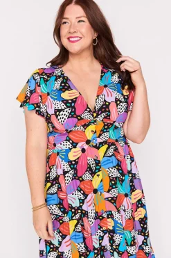 Lorraine Designs Casual Dresses | Fit & Flare Dresses*Heather Rainbow Hibiscus Dress