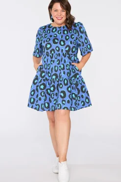 Lorraine Designs Shift Dresses | Loose Dresses*Isadora Electric Blue Leopard Dress