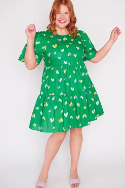 Lorraine Designs Casual Dresses | Shift Dresses*Isadora Green Hearts Dress