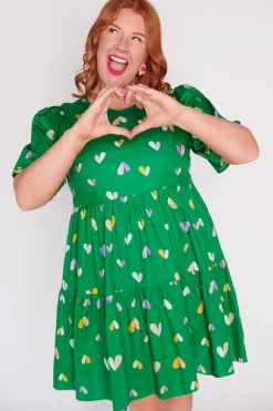 Lorraine Designs Casual Dresses | Shift Dresses*Isadora Green Hearts Dress